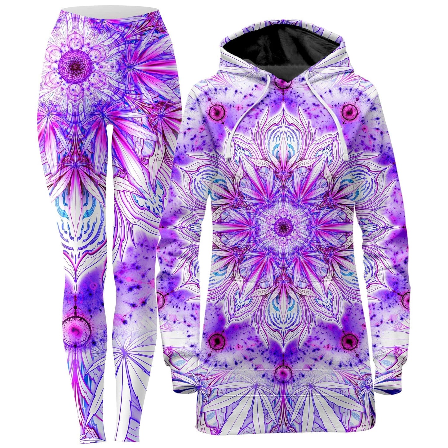 Canndala Purple Hoodie Dress and Leggings Combo, Yantrart Design, | iEDM