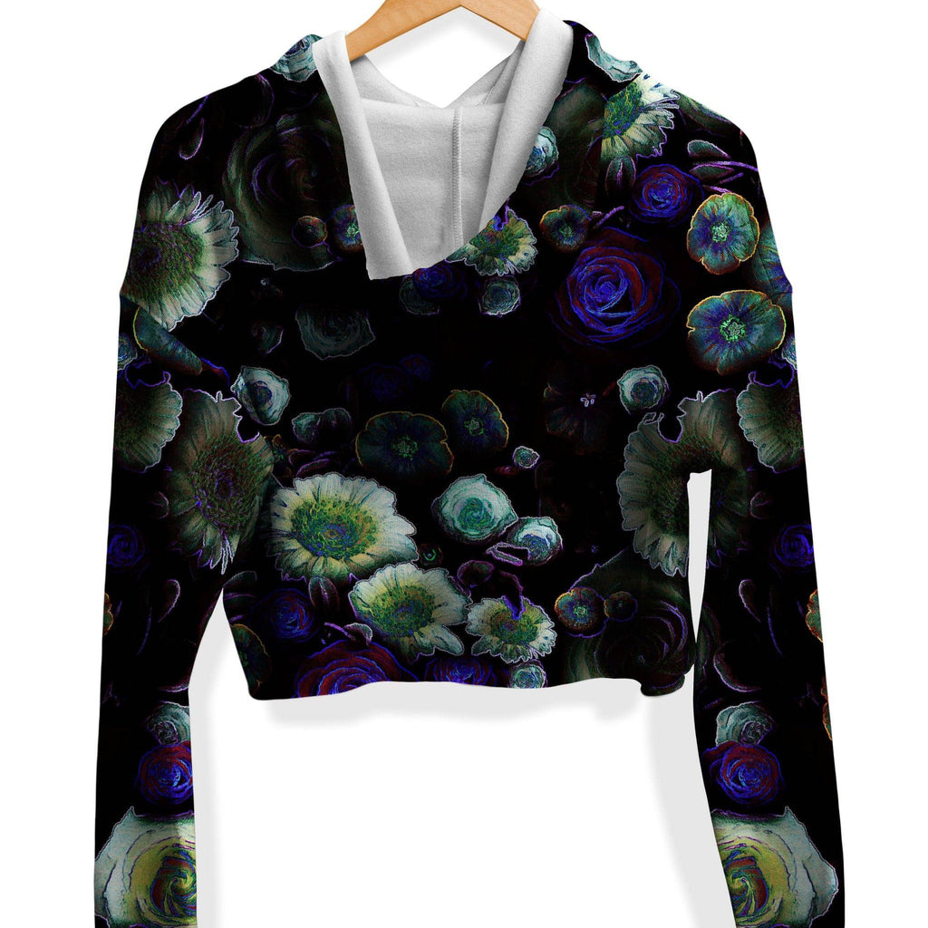 Dark Bloom Fleece Crop Hoodie, Yantrart Design, | iEDM