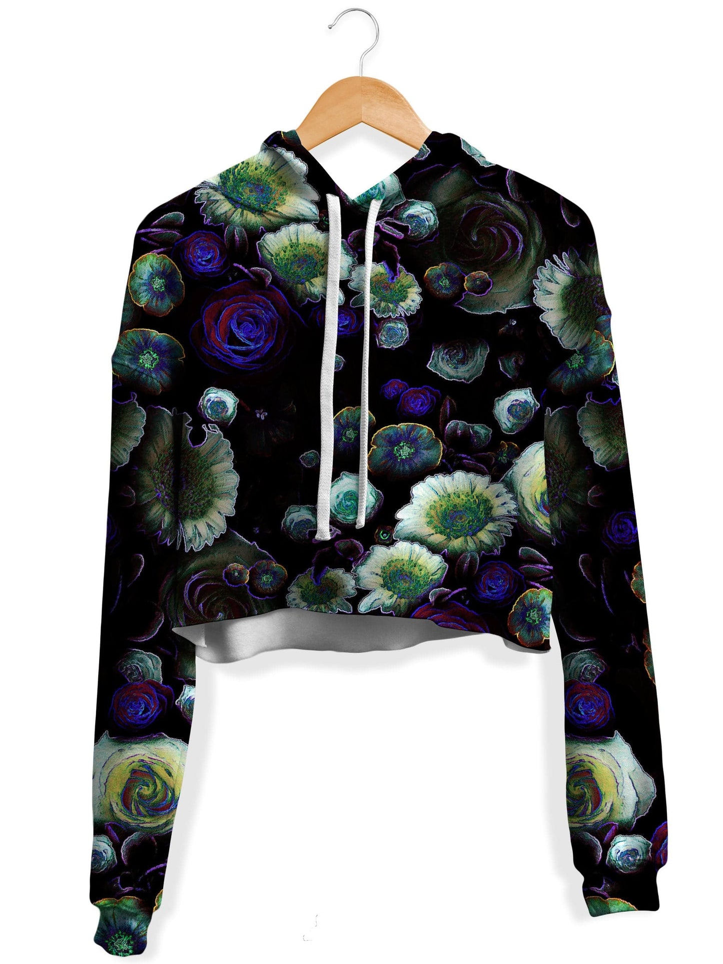 Dark Bloom Fleece Crop Hoodie, Yantrart Design, | iEDM