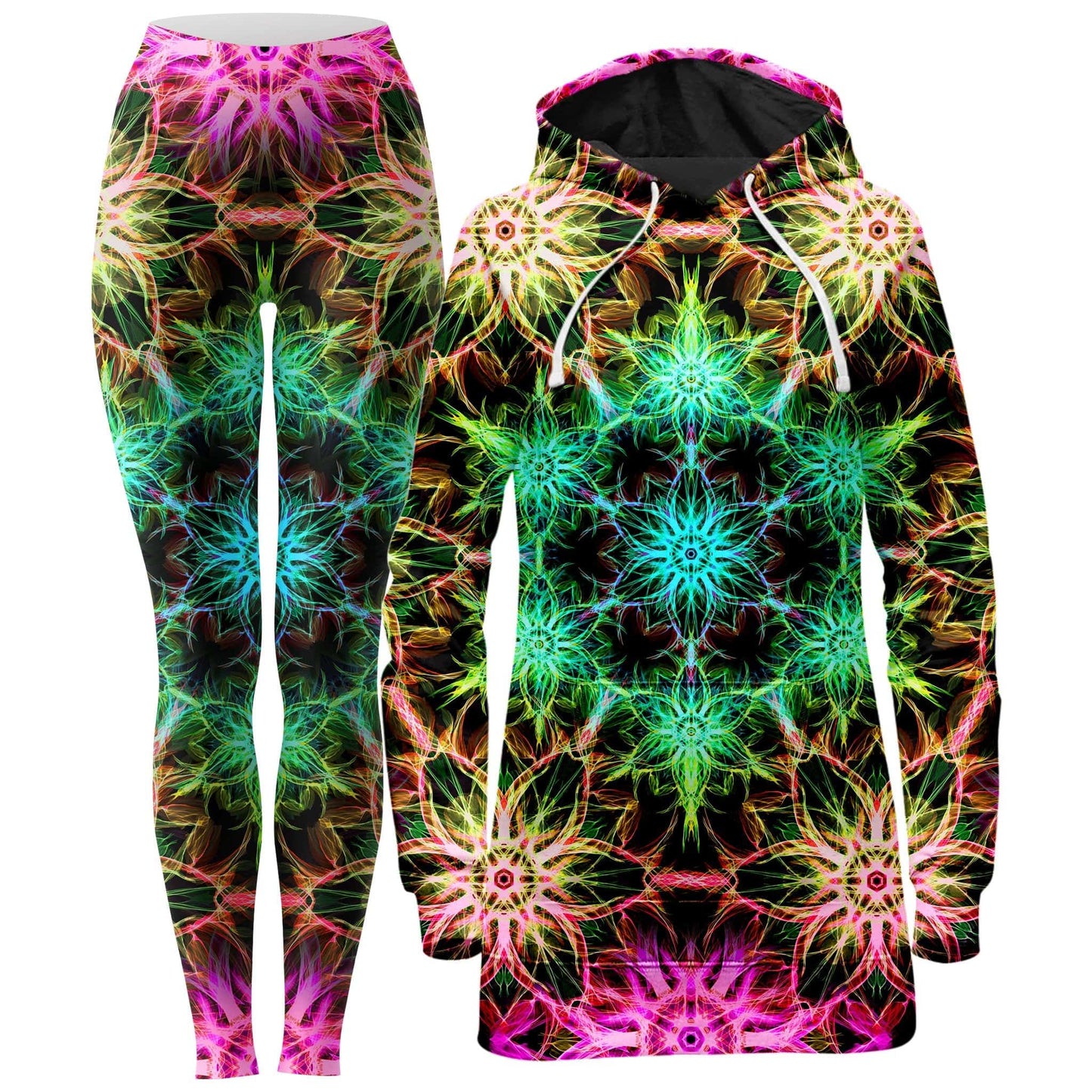 DMT Mirage Hoodie Dress and Leggings Combo, Yantrart Design, | iEDM