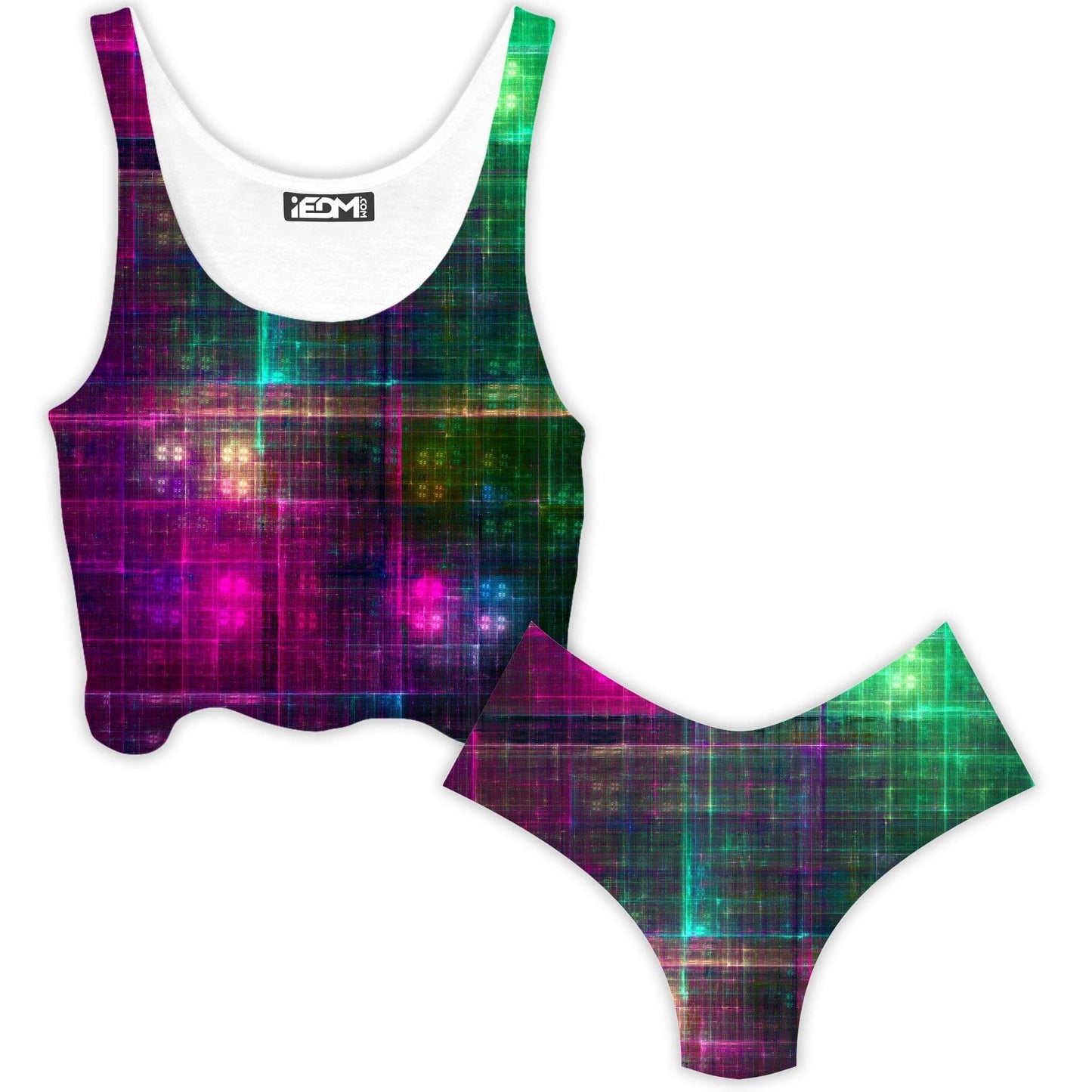 Fractal Matrix Crop Top and Booty Shorts Combo, Yantrart Design, | iEDM