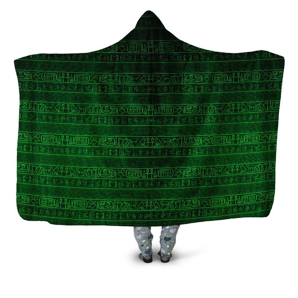 Green Glyphs Hooded Blanket, Yantrart Design, | iEDM