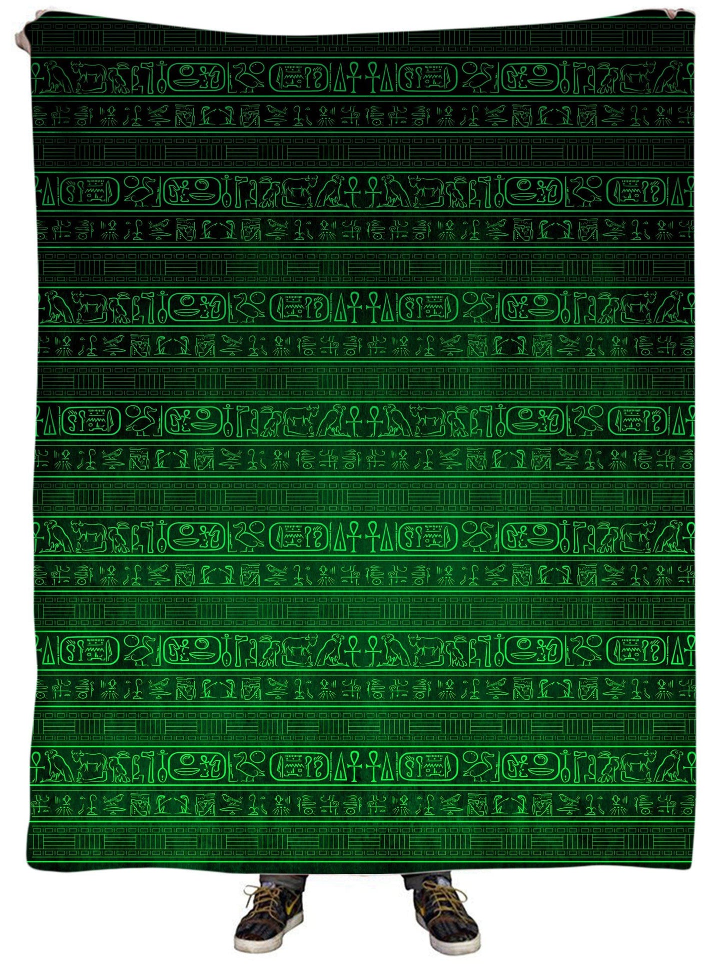 Green Glyphs Plush Blanket, Yantrart Design, | iEDM