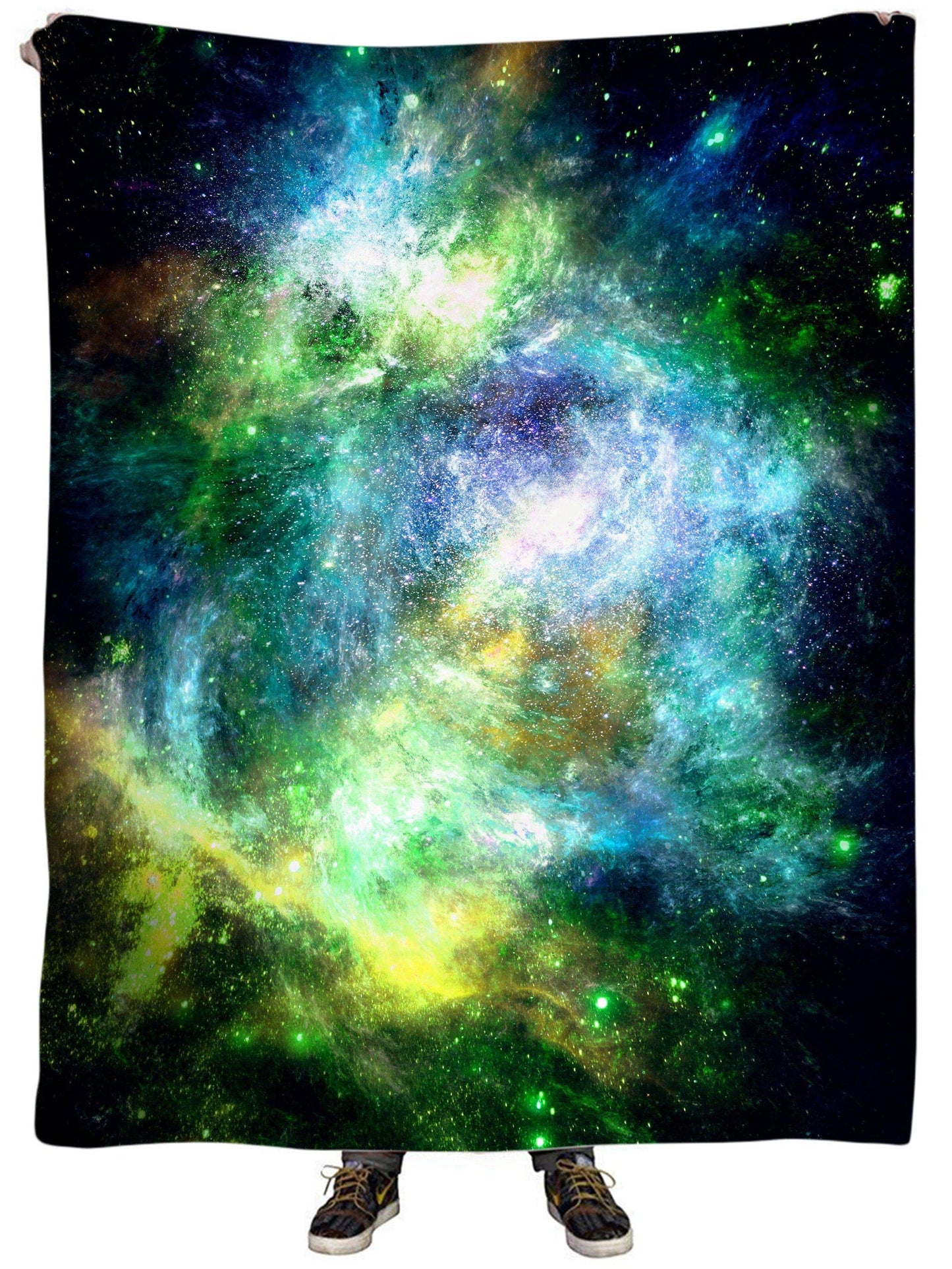 Green Psychedelic Nebula Plush Blanket, Yantrart Design, | iEDM