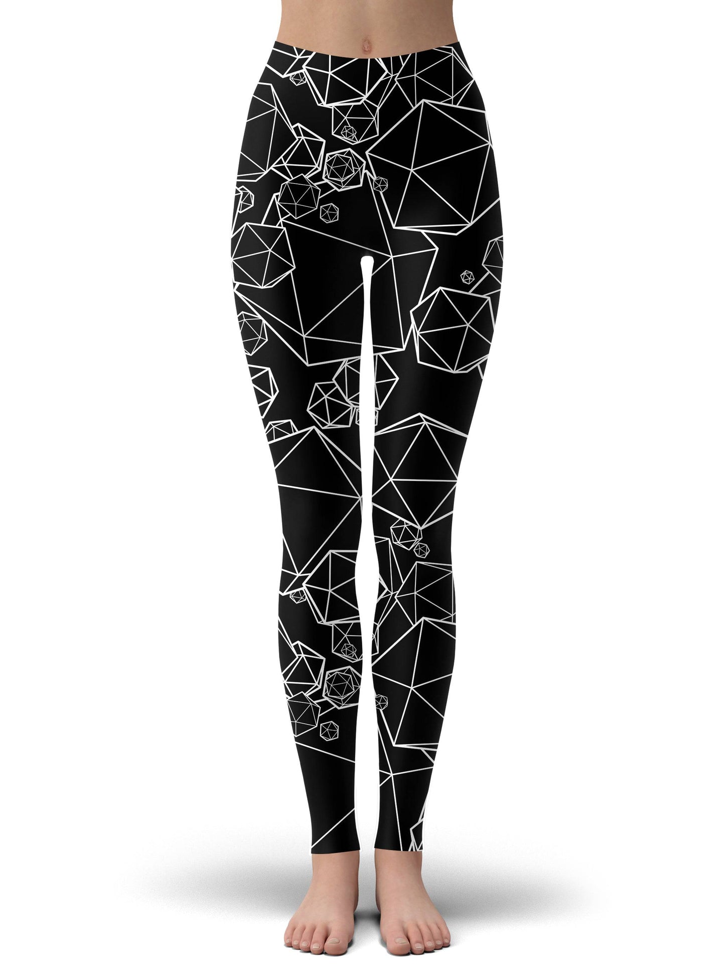 Icosahedron Madness Black Hoodie Dress and Leggings Combo, Yantrart Design, | iEDM