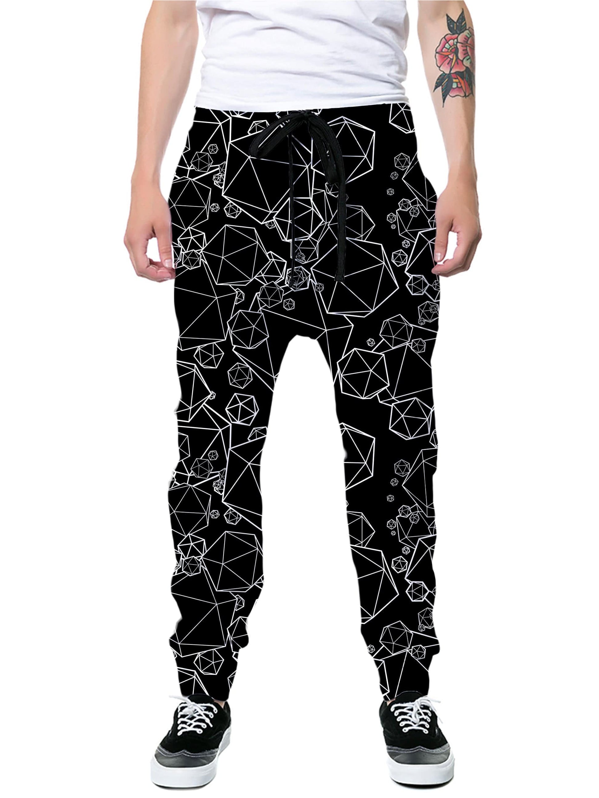 Icosahedron Madness Black Zip-Up Hoodie and Joggers Combo, Yantrart Design, | iEDM