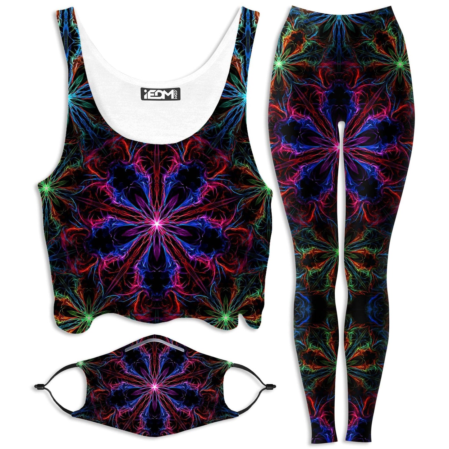Man Trip Crop Top and Leggings with PM 2.5 Face Mask Combo, Yantrart Design, | iEDM