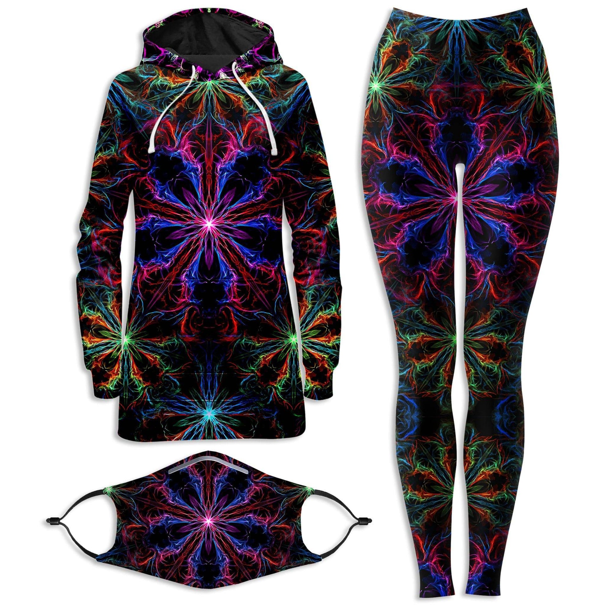 Man Trip Hoodie Dress and Leggings with PM 2.5 Face Mask Combo, Yantrart Design, | iEDM