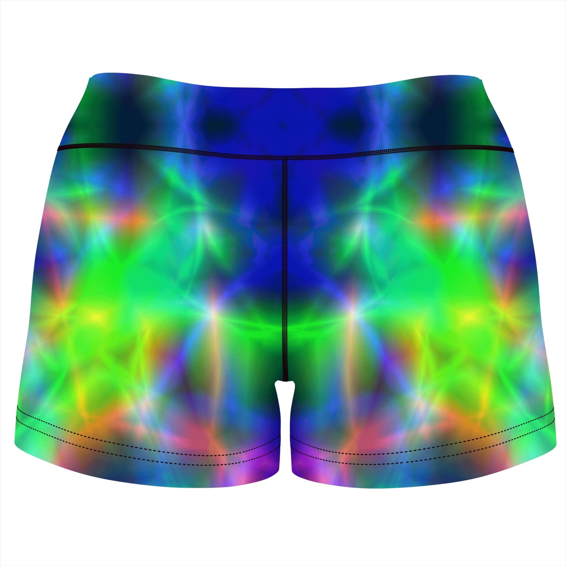 Nuclear Melt Tie-Dye High-Waisted Women's Shorts, Yantrart Design, | iEDM