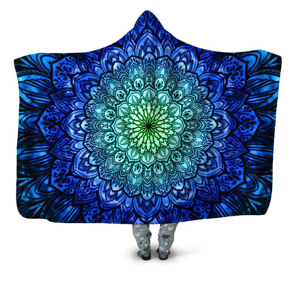 Ornate Mandala Blue Hooded Blanket, Yantrart Design, | iEDM