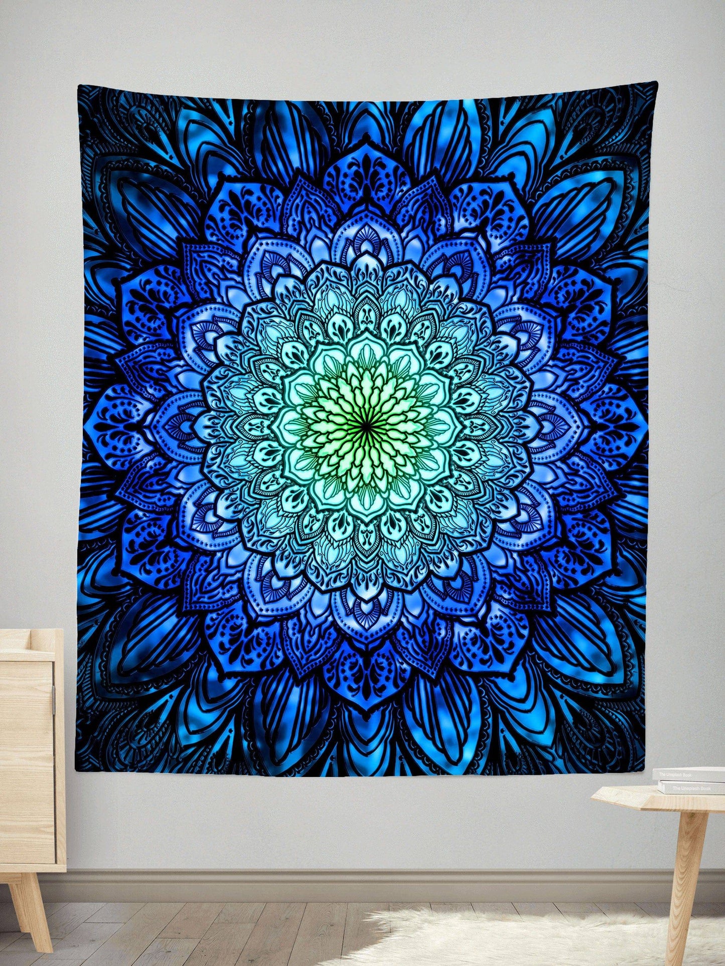 Ornate Mandala Blue Tapestry, Yantrart Design, | iEDM