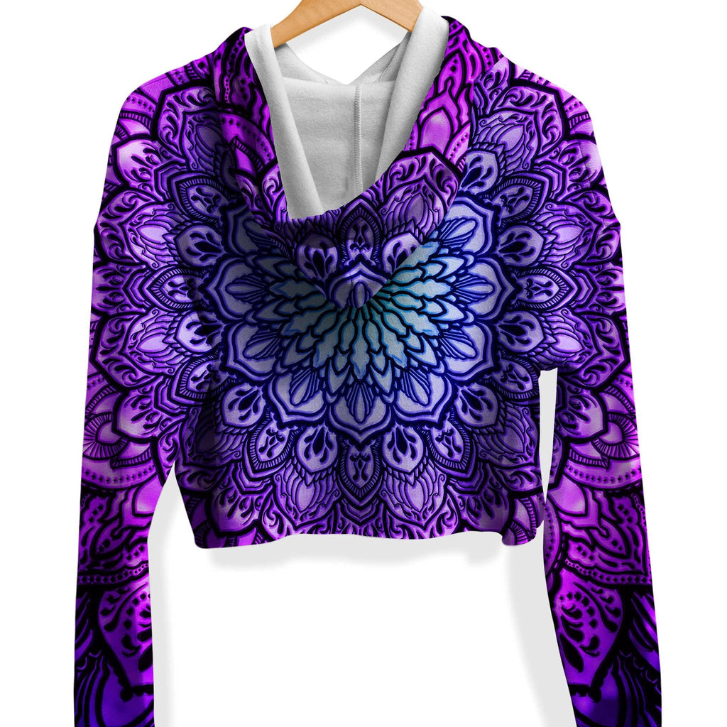 Ornate Mandala Purple Fleece Crop Hoodie, Yantrart Design, | iEDM