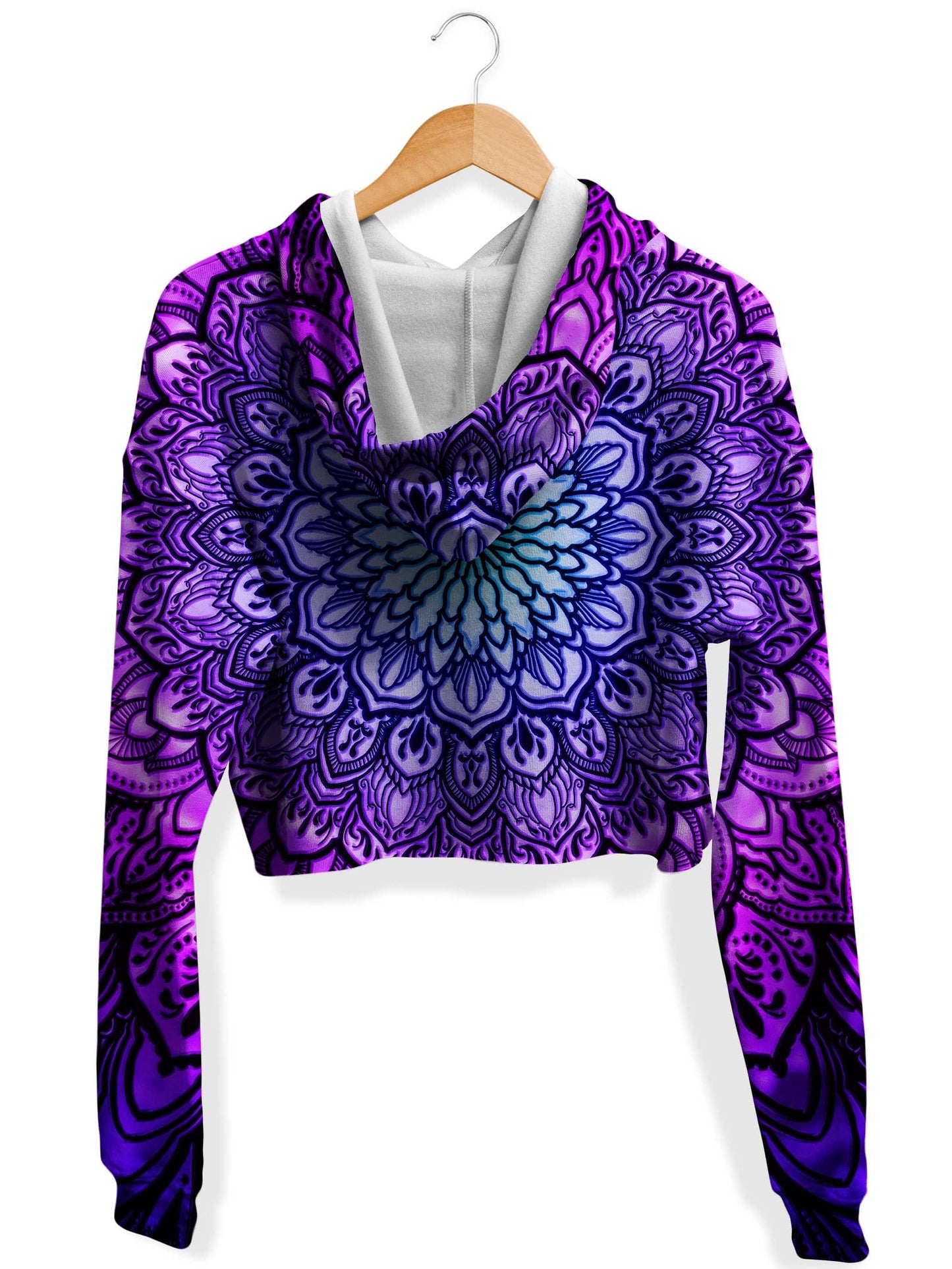 Ornate Mandala Purple Fleece Crop Hoodie, Yantrart Design, | iEDM