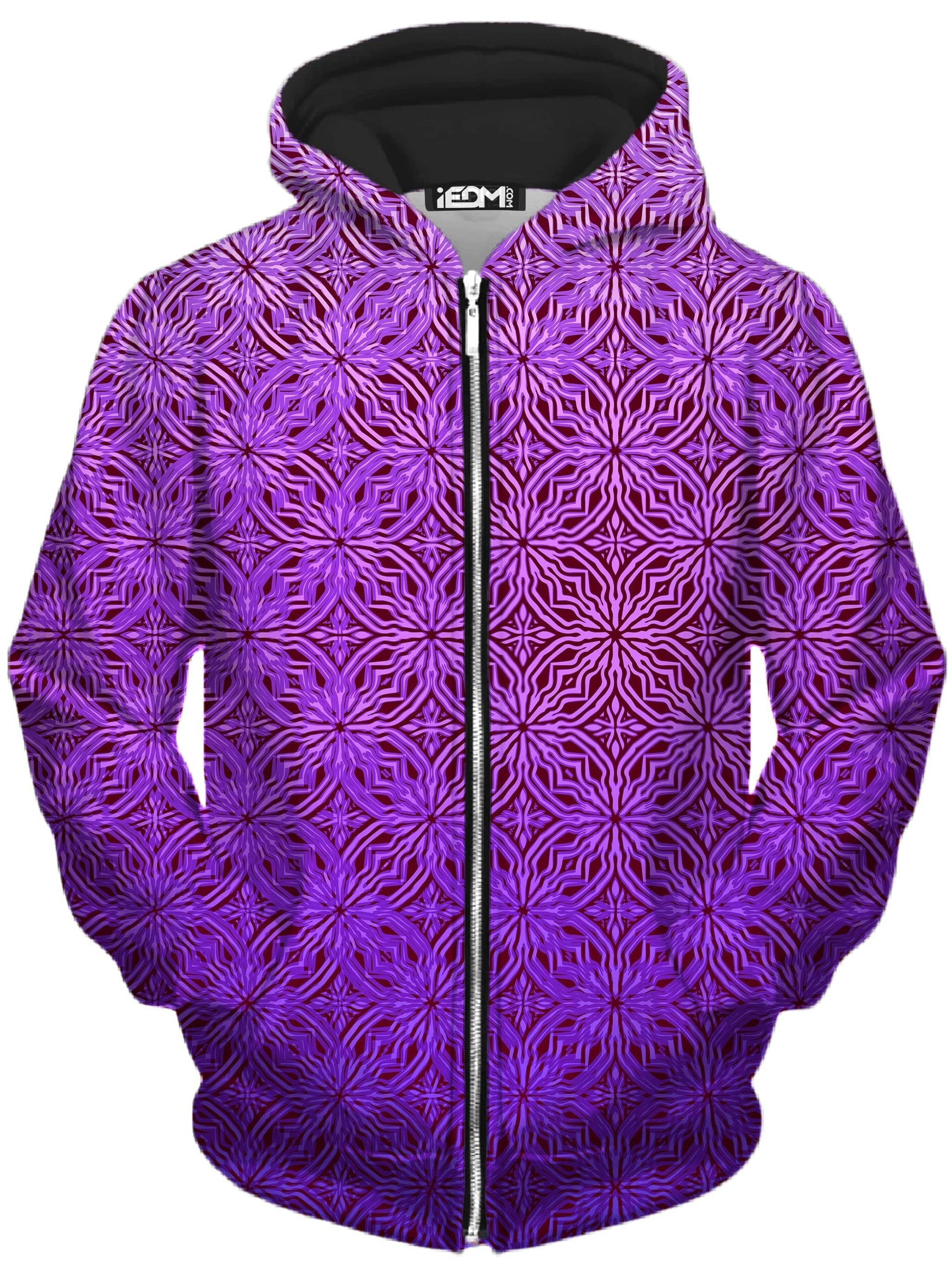 Psy Mosik Magenta Zip-Up Hoodie and Joggers Combo, Yantrart Design, | iEDM