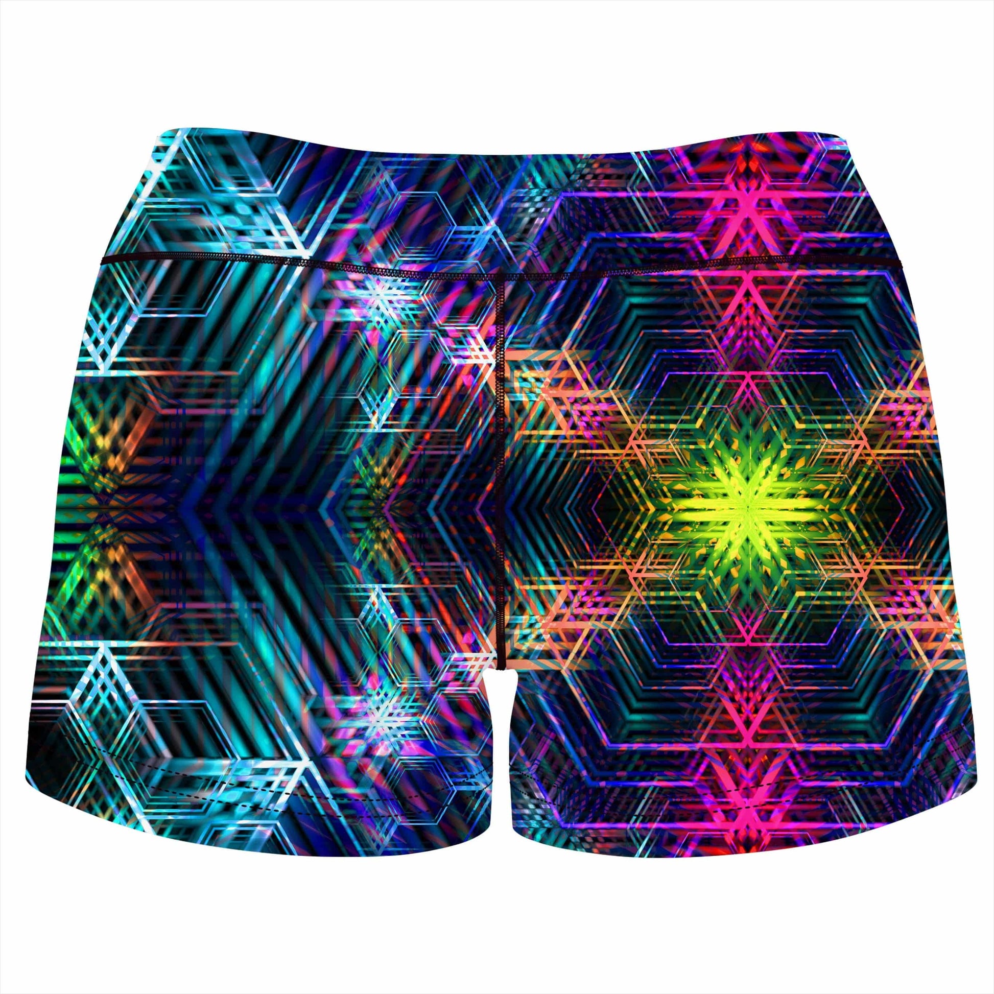 Psychedelia High-Waisted Women's Shorts, Yantrart Design, | iEDM
