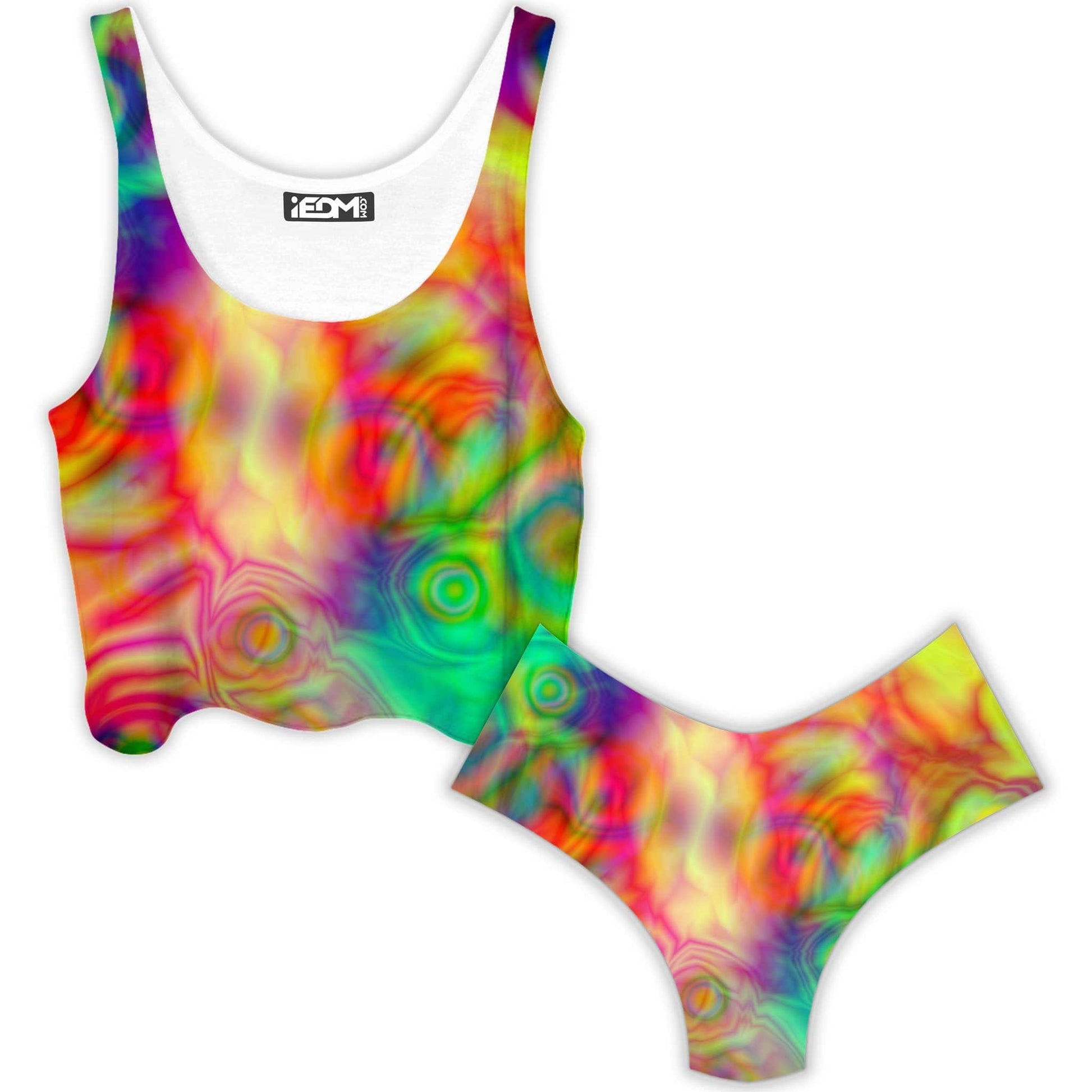 Psychedelic Dream Crop Top and Booty Shorts Combo, Yantrart Design, | iEDM