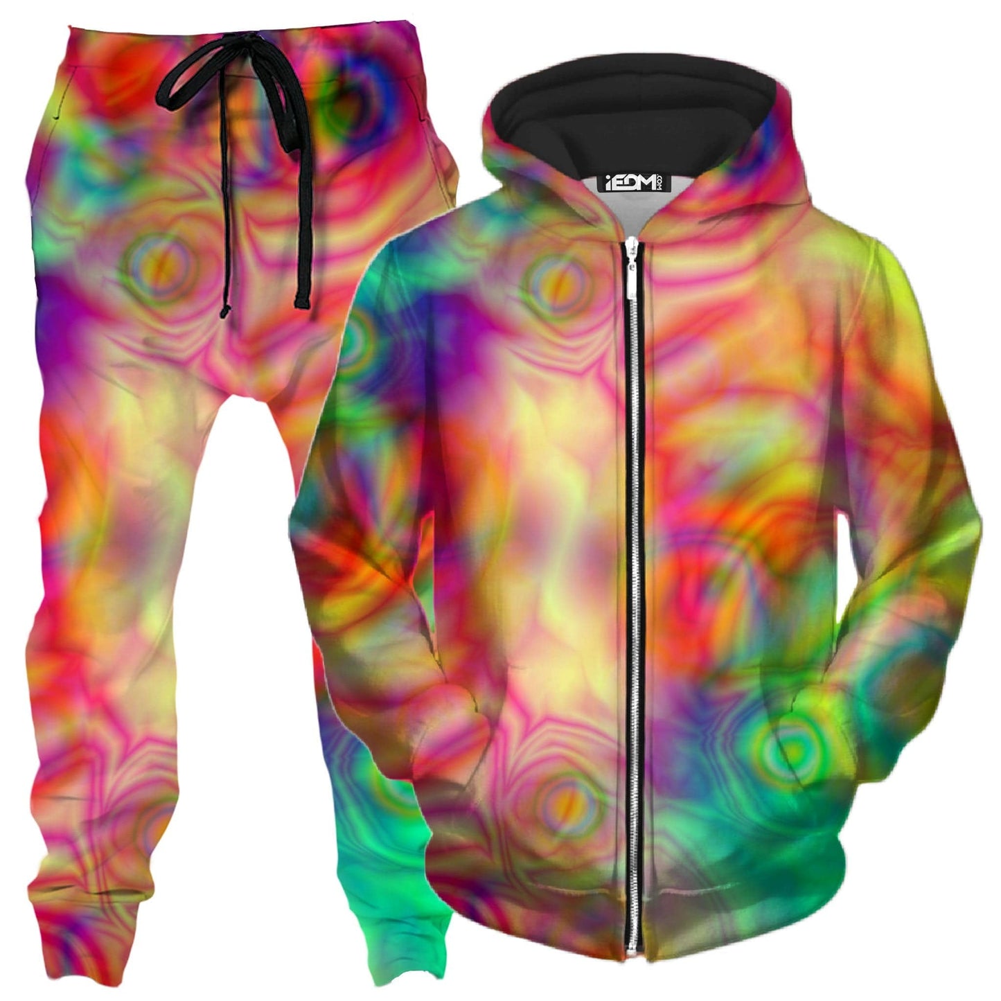 Psychedelic Dream Zip-Up Hoodie and Joggers Combo, Yantrart Design, | iEDM