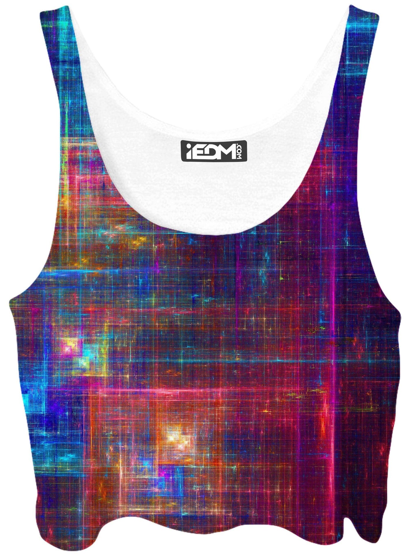 Psychedelic Matrix Rainbow Crop Top and Booty Shorts Combo, Yantrart Design, | iEDM