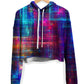 Psychedelic Matrix Rainbow Fleece Crop Hoodie, Yantrart Design, | iEDM