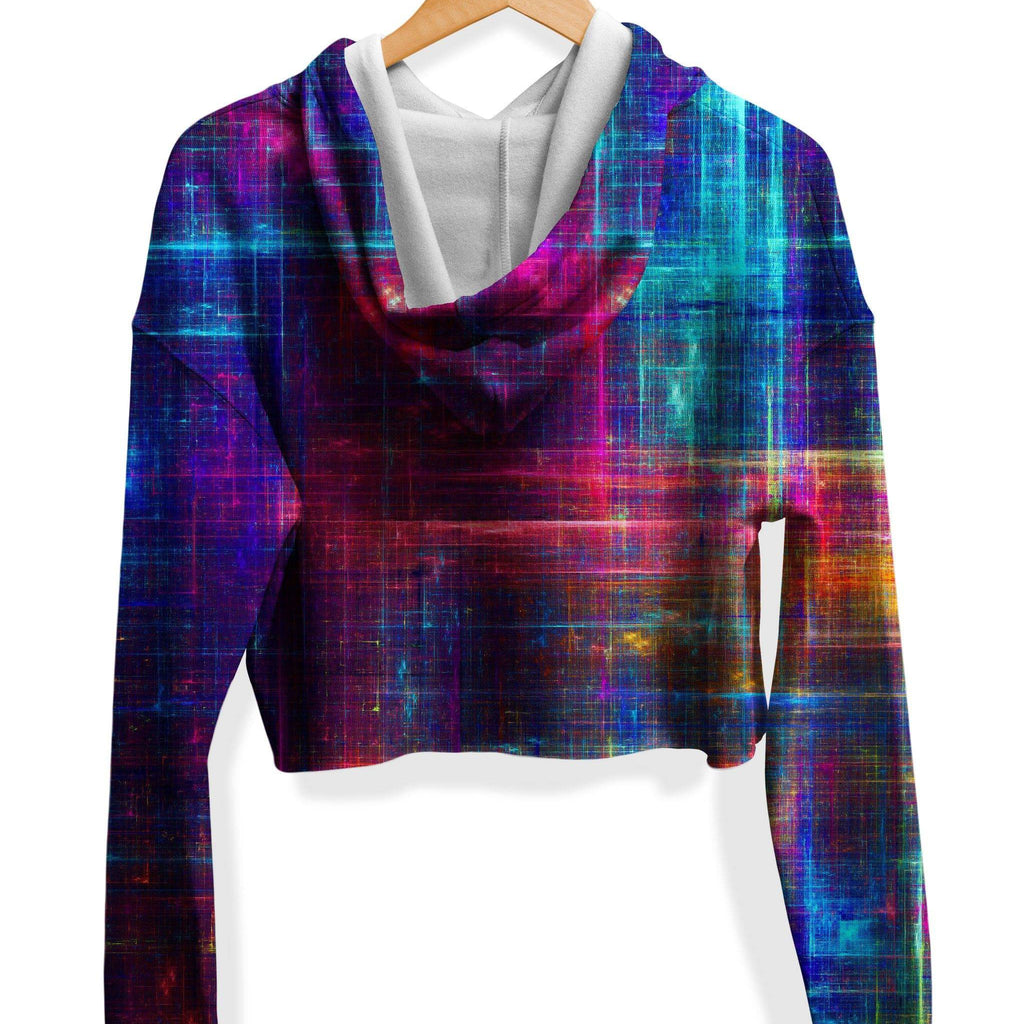 Psychedelic Matrix Rainbow Fleece Crop Hoodie, Yantrart Design, | iEDM