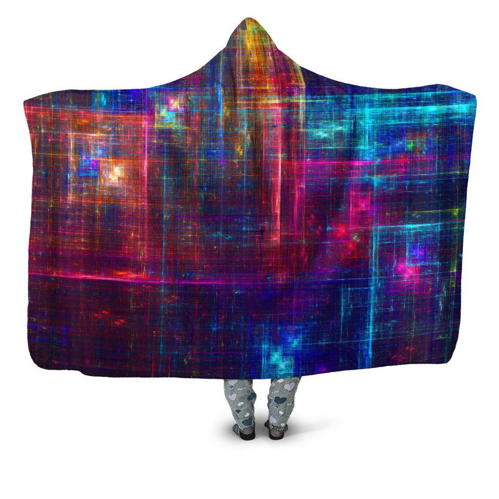 Psychedelic Matrix Rainbow Hooded Blanket, Yantrart Design, | iEDM