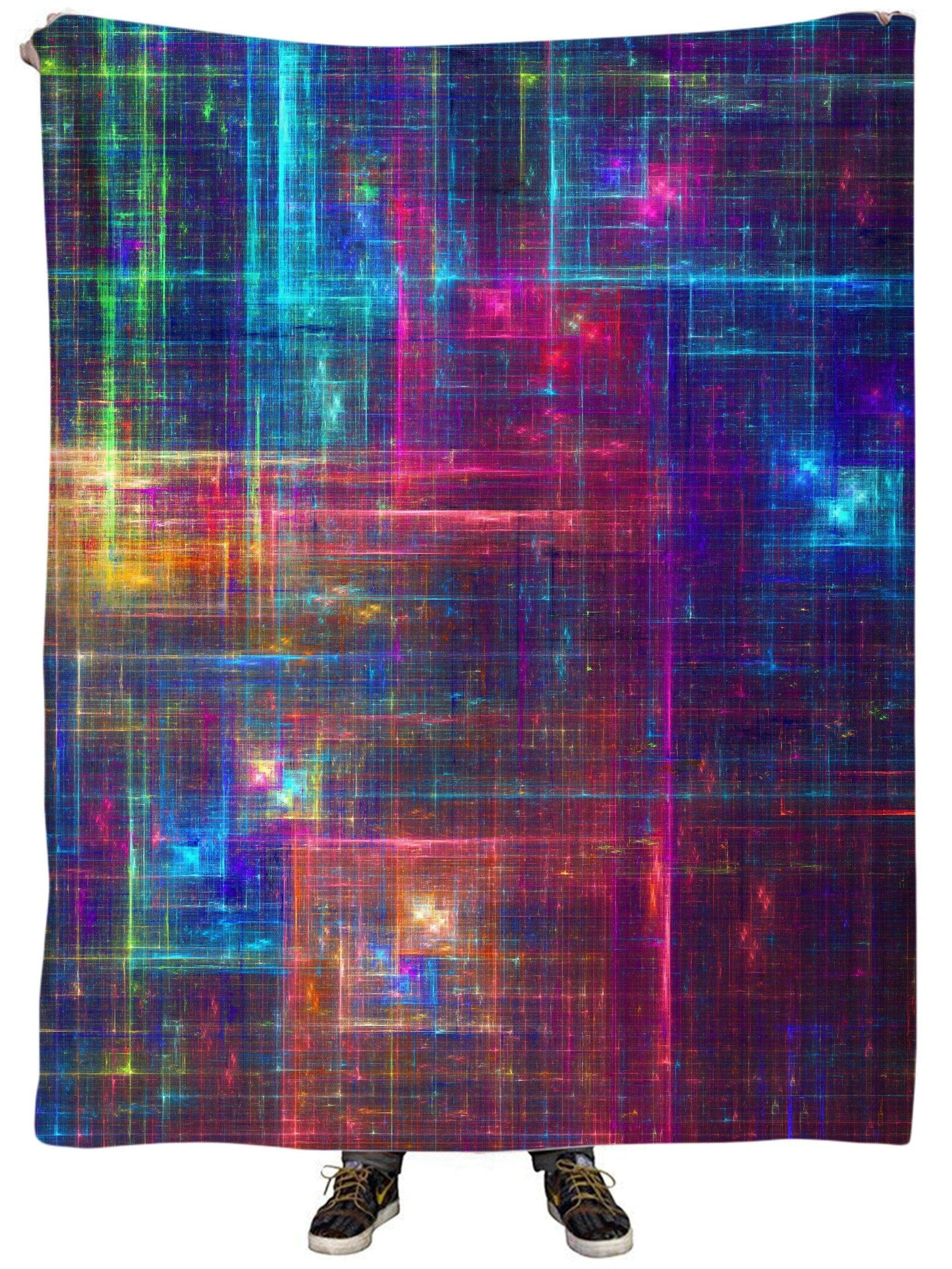Psychedelic Matrix Rainbow Plush Blanket, Yantrart Design, | iEDM