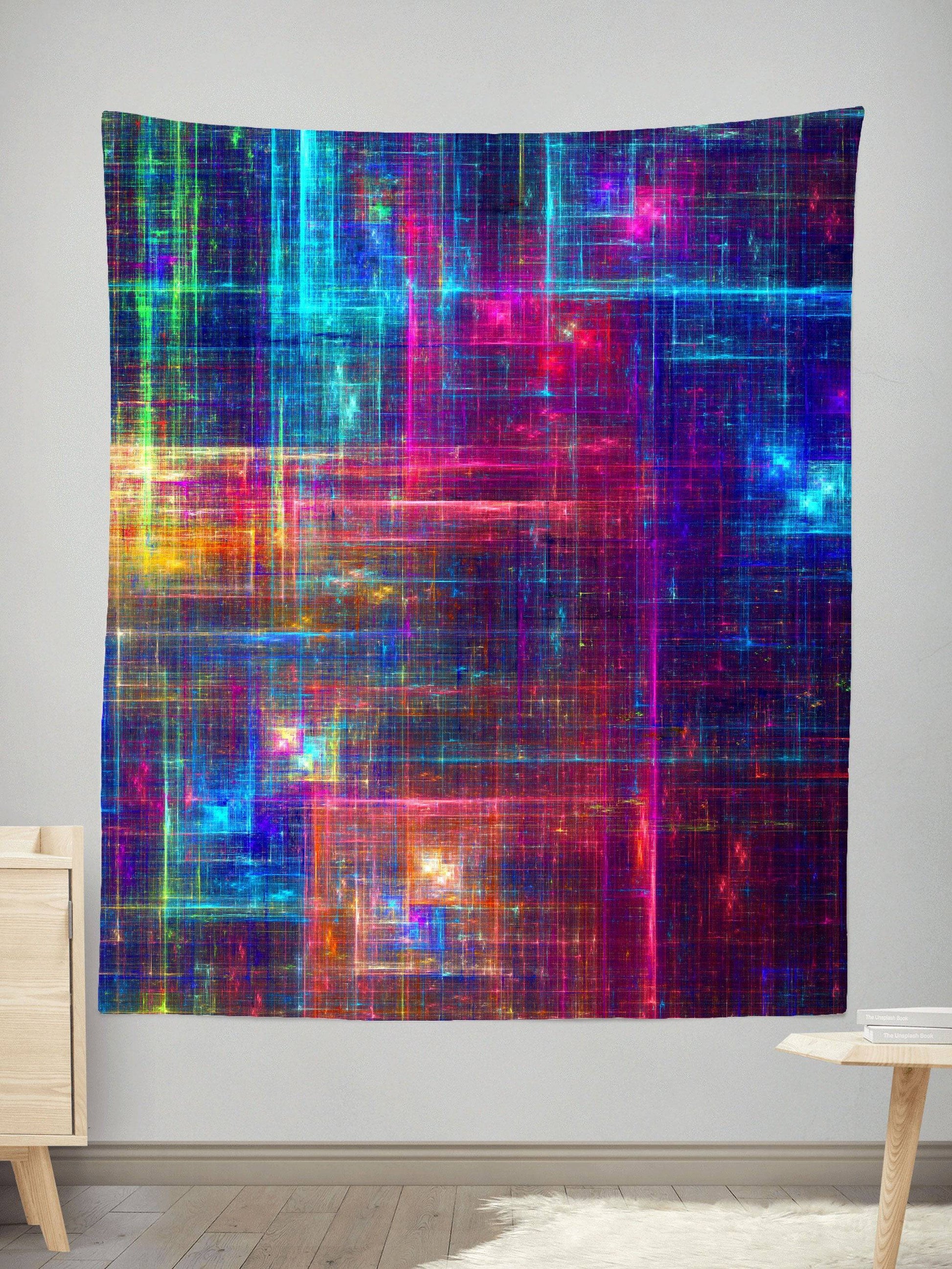 Psychedelic Matrix Rainbow Tapestry, Yantrart Design, | iEDM