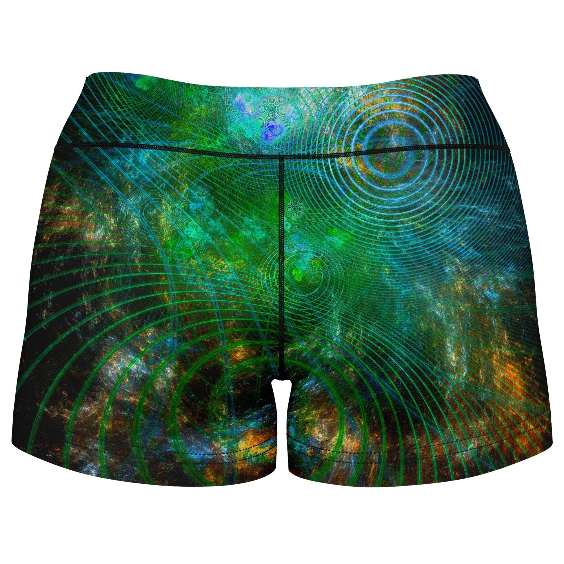 Unfolded Cosmos High-Waisted Women's Shorts, Yantrart Design, | iEDM